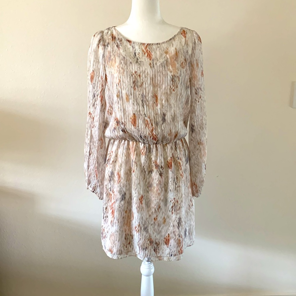 WHBM Geometric, Metallic, Cold Shoulder Dress